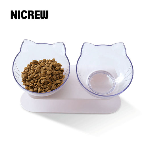 NICREW Cat Bowls Transparent safe Material Non-slip Pet Food Water Bowls With Protection Cervical For Cats Dogs Feeders Supplies