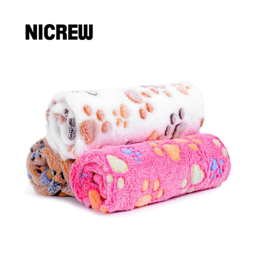Nicrew 40 x 60cm Cute Floral Pet Sleep Warm Paw Print Dog Cat Mat Puppy Fleece Soft Blanket Beds Pet Mats Sofas Pet Supplies